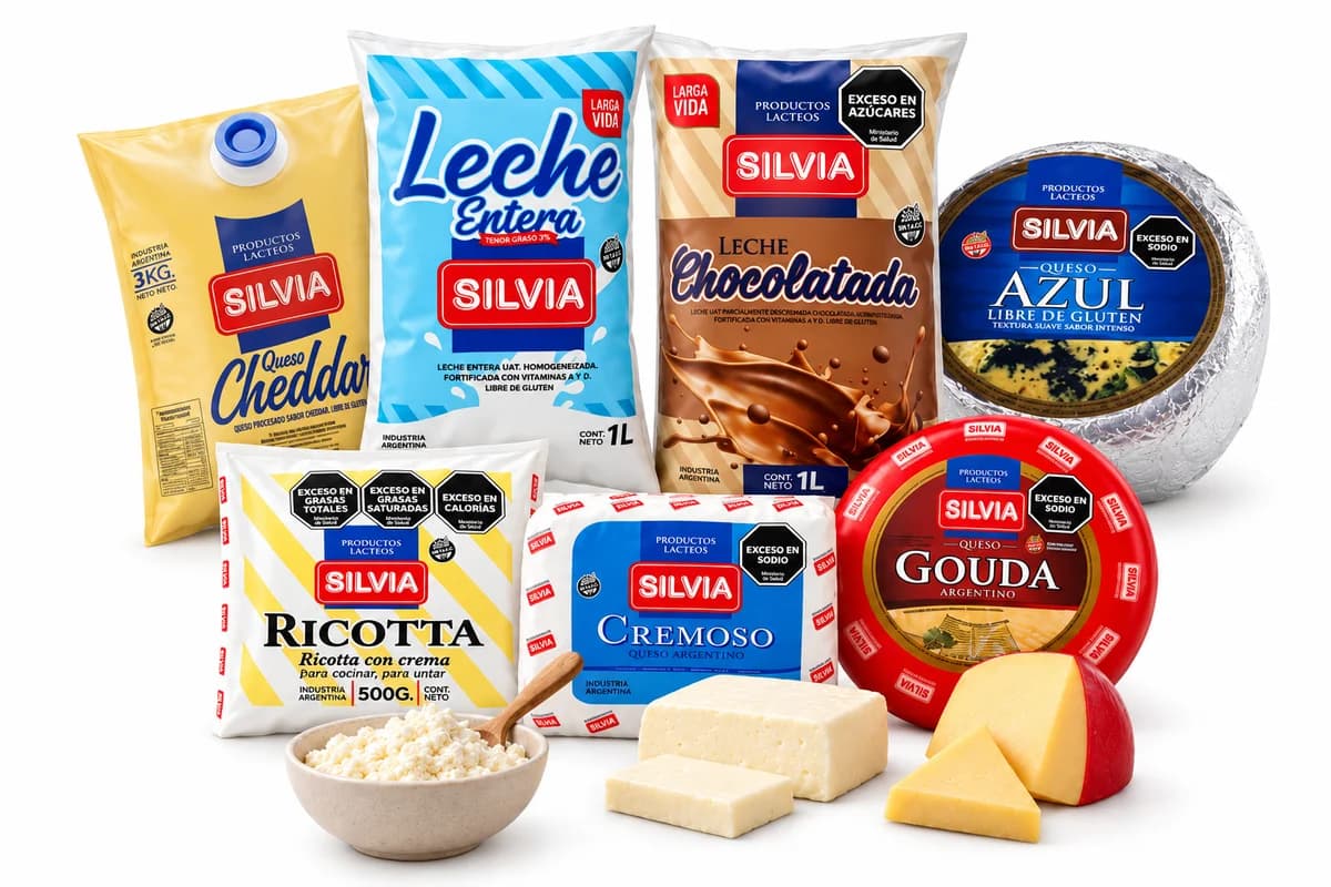 Línea de productos Lácteos Silvia: quesos, leches UHT, chocolatada, ricotta y más
